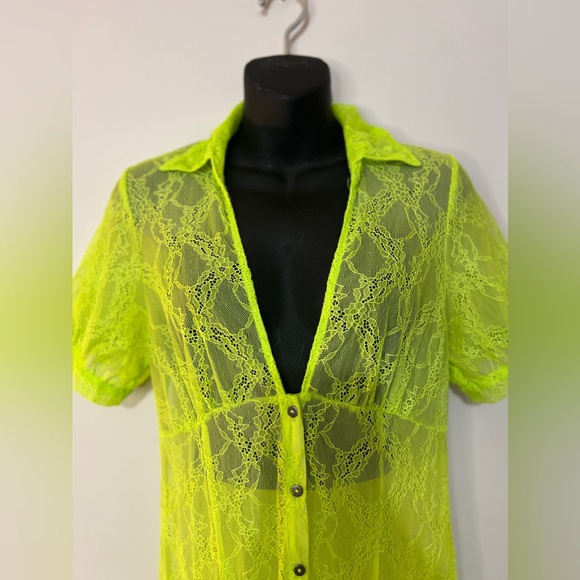 URBAN OUTFITTERS NEON LACE DUSTER DRESS - Picture 7 of 7